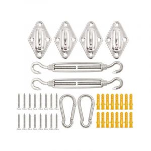 Kit de quincaillerie en acier inoxydable, accessoire d'auvent de voile d'ombrage de 8mm, tendeur, mousqueton à œil, vis à crochet
