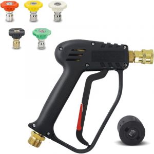Pistolet nettoyeur haute pression 4 000 psi avec raccords rapides pour tuyau haute pression M22 (14 mm) et buses de connexion Nilfisk 5 pour voiture,