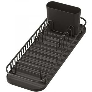 Petit &eacute;gouttoir &agrave; vaisselle compact avec plateau et panier en silicone, &eacute;gouttoir &agrave; vaisselle multifonctionnel pour comptoir de cuisine et au-dessus