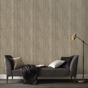 Superfresco Easy - Papier peint intissé Mur de lattes 1005 x 52cm Marron