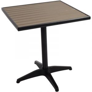 Table de jardin hwc-j95 table de balcon table de bistro restauration e x térieur revêtement aluminium aspect bois noir gris 040008534