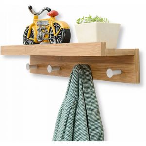 Porte-manteau mural avec &eacute;tag&egrave;re flottante, crochet &agrave; cl&eacute;s au mur, organiseur de courrier pour entr&eacute;e, cuisine, salle de bain, salon