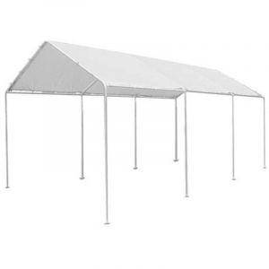 Carport d'extérieur avec toit pour voiture, box de stationnement blanc 3x6 m