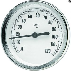Thermom&egrave;tre bim&eacute;tallique &agrave; aiguille axial Watts 0-120&deg;C, diam&egrave;tre 63 mm, tube plongeur 50 mm