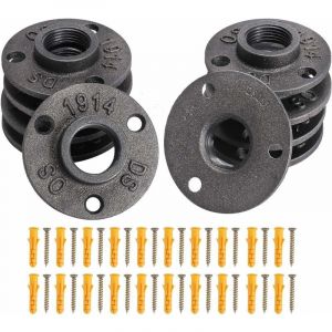 Fitags - 10pcs 3/4 '' bsp Bride de Plancher Fonte Bride Filetée Noir Brides de Tuyauterie Raccord Fileté 3 Trous avec Vis pour Industrielle Meubles