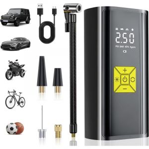 Compresseur à Air Portatif,Mini Compresseur a Air Portatif 4000mAh, Pompe a 150 PSI Gonfleur Velo avec Écran Digital et Lumières LED,pour Voiture