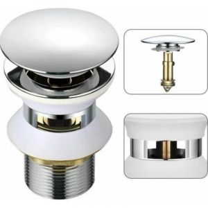 Bonde d'&eacute;vier universelle avec trop-plein automatique, poussoir, clic-clac, pour salle de bain, 1-1/4", laiton chrom&eacute;