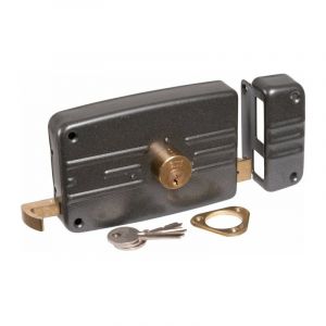 ISO - Serrure en applique noire droite à Tirage - Clé i - Axe à 70 mm - Série 5G - Iséo