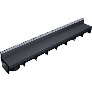 MEA - Caniveau Extérieur 1m park avec Grille à Fente en pp recyclé + profil E-blade t en inox Classe A15 - Terrasse, Piscine, Jardin - Largeur utile