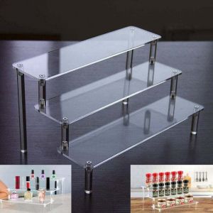 Autres rangements Présentoir Acrylique Transparent, 3 Niveaux Étagère à Escalier Transparents, Collection Support de Présentation en Acrylique, pour