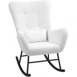 Liberté - Fauteuil à bascule , avec rangement de poche ,Style Scandinave ,Salon,Chambre, Blanc