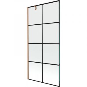 Mexen - Paroi de baignoire Next 1-volet 90 x 150 cm, motif noir, cuivre bross&eacute; - 895-090-000-00-77-65