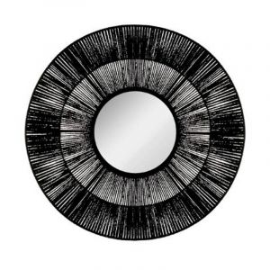 Atmosphera - Miroir Rond Motif Ethnique 'Landy' 76cm Noir