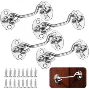 Crochet Cabine 2 Pi&egrave;ces 75mm Crochet Fermeture Porte Crochets de Temp&ecirc;te en Acier Inoxydable Fen&ecirc;tre de Cabine Crochet, Avec 16 Vis de Montage, Pour