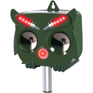 R&eacute;pulsif pour chat &agrave; ultrasons &eacute;tanche avec &eacute;nergie solaire et d&eacute;tecteur de mouvement PIR, r&eacute;pulsif &agrave; ultrasons pour animaux et renards pour jardins
