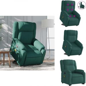Fauteuil inclinable de massage Vert foncé Tissu - Fauteuil Inclinable - Fauteuil Massant - Fauteuil Relax - Fauteuil Ergonomique - Fauteuil Senior