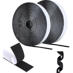 Noir, Scratch Autocollant Double Face, 5m X20mm Ruban Scratch Adh&eacute;Sif, Agrippantes Adh&eacute;Sives Autocollant, Adh&eacute;Sives Puissant Hook Loop Rubans Pour