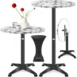 2in1 table haute pliante table de bistrot aluminium plateau inox hauteur réglable 70cm / 115cm table de fête table In & Outdoor mariage marbre / ø 60