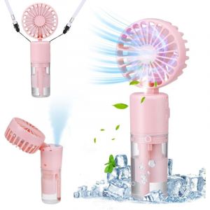 Mini Ventilateur Brumisateur Portatif, 4000mAh Ventilateur Main USB Rechargeable [5-21Heures de Travail], 4 Vitesses, Ventilateur de Poche Silencieux