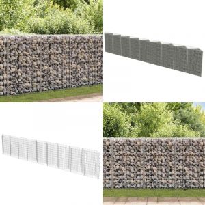 Mur de gabion Acier galvanisé 630x30x100 cm - Mur De Gabion - Clôture En Gabion - Jardiniere Gabion - Décoration Jardin - Isolation Phonique - Home &