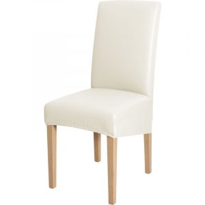 Housse pour chaise L, hauteur dossier 50-70 cm, &eacute;co-cuir cr&egrave;me