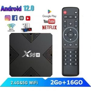 Bo&icirc;tier iptv Android 12.0 Smart TV Box iptv Box 2Go+16Go Allwinner H618 BT5.0 WiFi HD 4K/3D/H.265 10/100M Netflix Media Player