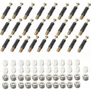 Ferrure D'assemblage 25 Pi&egrave;ces Raccords de Came Connexion 3 en 1 Connecteur de Meuble Raccord Came Connecteur de Meuble Excentrique Raccord pour