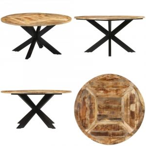 Vidaxl - Table à dîner Ø150x76 cm bois de manguier massif brut - Table à Manger - Table Ronde - Table En Bois - Bois De Manguier - Design Vintage