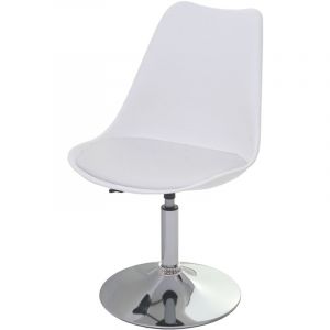 HHG - jamais utilis&eacute;] 2x chaise pivotante Malm&ouml; T501, r&eacute;glable en hauteur, similicuir, blanc