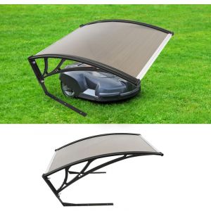 Garage pour tondeuse robot marron &ndash; Abri 78 x 103 x 45 cm &ndash; Protection pluie et UV &ndash; Supports en acier et aluminium &ndash; Jeobest