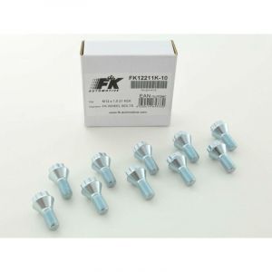 Fk Automotive - Jeu de boulons de roue (10 pi&egrave;ces), collier conique, t&ecirc;te courte, longueur d'arbre 22 mm M12x1,25 argent -