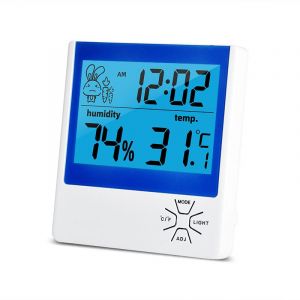 Thermomètre et hygromètre LCD rétroéclairé, station météo numérique d'intérieur et d'extérieur avec horloge