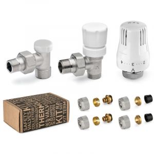 Kit de robinet de radiateur et t&ecirc;te thermostatique &Oslash;3/8" avec raccords pour cuivre et multicouche APM 109TR310R12M1612 3/8"