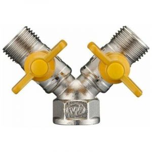 Raccord de Tuyau en Laiton avec Inverseur de Gaz, Double Sortie - 2 Voies.