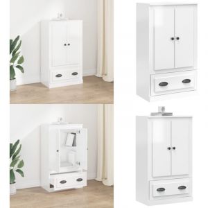 Vidaxl - Buffet haut blanc brillant 60x35,5x103,5 cm bois d'ingénierie - Buffet Design Moderne - Meuble Rangement Cuisine - Commode Blanche - Buffet