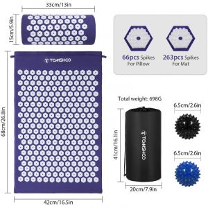 TONYSA TOMSHOO ensemble de tapis d'acupression et oreiller de Massage avec sac pour la Relaxation musculaire et le soulagement du stress