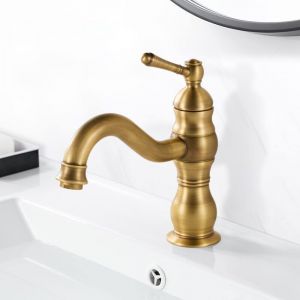 Robinet Lavabo R&eacute;tro, Pivotant &agrave; 360&deg; Robinet Salle de Bain, Mitigeur Lavabo en Laiton, Mitigeur Salle de Bain R&eacute;tro avec Chaude et Froide R&eacute;glable,