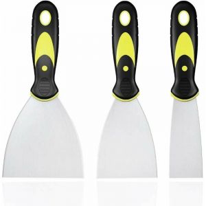3 Pièces Jeu de Spatules en Acier Inoxydable, Couteau à Enduire avec Spatule à Manche en Plastique, Rayures de Couteau à Palette, Spatule Bricolage