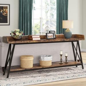 Tribesigns - Table Console Derrière Le Canapé 180 cm Extra Longue, Table de Canapé Industrielle Rustique pour Salon, Table de Bar Longue pour Couloir