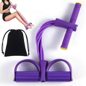 Corde De Tension Multifonction, Bande De Resistance Fitness, 4 Tubes Qualit&eacute; Latex Elastique Musculation，P&eacute;dale Bande de R&eacute;sistance Elastique, pour