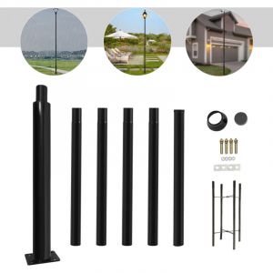 Poteau d'&eacute;clairage public de 6 m de haut, poteau d'&eacute;clairage solaire ext&eacute;rieur en m&eacute;tal galvanis&eacute; noir tr&egrave;s r&eacute;sistant, adapt&eacute; &agrave; l'&eacute;clairage ext&eacute;rieur