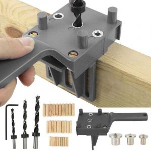 Gabarit de per&ccedil;age pour tourillons en bois, 41 pi&egrave;ces, avec but&eacute;e parall&egrave;le et tourillons de centrage de 6 mm/8 mm/10 mm pour tourillons en bois
