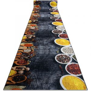TAPIS DE COULOIR antid&eacute;rapant LOTUS KITCHEN 40580 Vaisselle, pour la cuisine gris / jaune lavable 120cm grey 120x110 cm