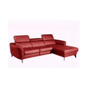 Venesetti - Canap&eacute; d'angle en cuir de luxe italien , 5 places berti, rouge fonc&eacute;, angle droit - Rouge fonc&eacute;