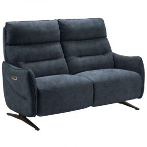 Les Tendances - Canap&eacute; de relaxation en microfibre Kondonia-Bleu fonc&eacute;-Syst&egrave;me Fixe - sans relax-2 places