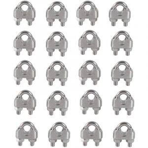 Colliers de serrage M4 en forme de U, boulons et serre-c&acirc;bles en acier inoxydable 304, pinces pour c&acirc;bles m&eacute;talliques, pour &eacute;tendoir &agrave; linge