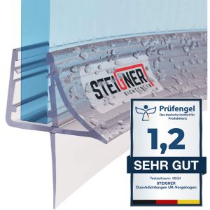 Joint de douche pour paroi en verre, 50cm, vitre 6/7/8mm, joint d'étanchéité pvc courbé pour les cabines de douche arrondies, UK09 - Steigner