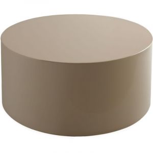 Table basse ronde 80 cm en MDF effet laqu&eacute; taupe