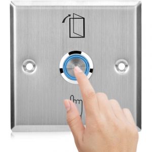 Bouton poussoir de porte en acier inoxydable, Bouton de d&eacute;verrouillage du syst&egrave;me de contr&ocirc;le d'acc&egrave;s Interrupteur d'ouverture de porte avec voyant