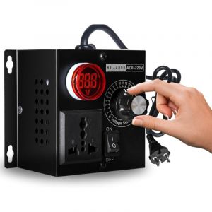 R&eacute;gulateur de Tension 220V, AC Variateur de Tension 220V 4000W R&eacute;gulateur de Tension du Moteur du Ventilateur Variateur Contr&ocirc;leur de Vitesse UE Plug